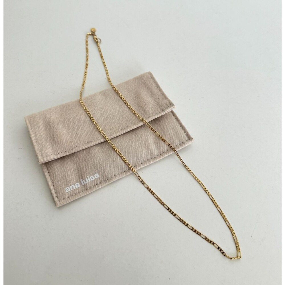 Ana Luisa Leo Regular Long Figaro Chain Necklace Gold 22" Length Pouch Unisex